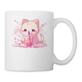 Boissons pour chats kawaii Boba Bubble Tea Chibi - Mug blanc - blanc - Droite