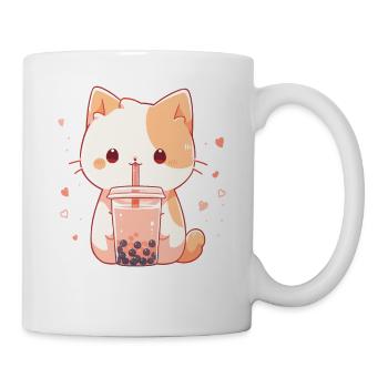 Boissons pour chats kawaii Boba Bubble Tea Chibi - Mug blanc - blanc - Droite