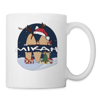 Impressionnant nom de Mikah w chapeau de père Noël dans le thème de Noël - Mug blanc - blanc - Droite