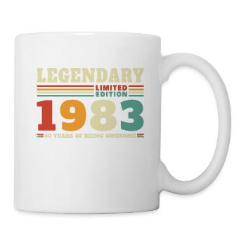 Legendär seit 1983 Jahrgang Geburtstag Geschenk - Tasse - Weiß - Rechts