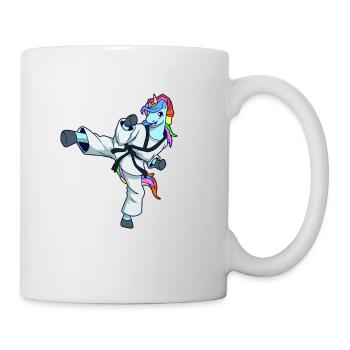 Cartoon Einhorn macht Tang Soo Do - Tasse - Weiß - Rechts