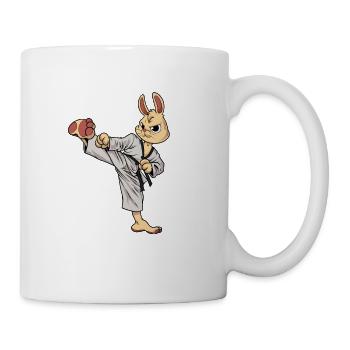 Cartoon Hase macht Tang Soo Do - Tasse - Weiß - Rechts