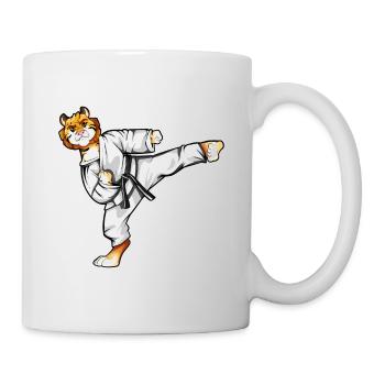 Cartoon Tiger macht Tang Soo Do - Tasse - Weiß - Rechts