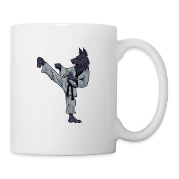 Cartoon Wolf macht Tang Soo Do - Tasse - Weiß - Rechts