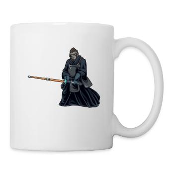 Cartoon Affe macht Kendo - Tasse - Weiß - Rechts