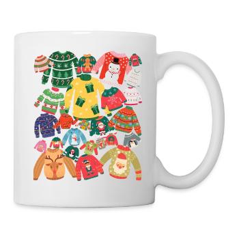 hässlicher Pullover, Geschenk für Männer, Geschenk für Frauen, T-Shirt - Tasse - Weiß - Rechts