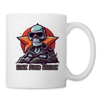 Erhebe dich und erstrahle, cooles Skelett - Tasse - Weiß - Rechts