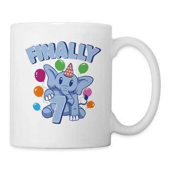 Éléphant mignon I' 7 Pachyderme Birthday Girl - Mug blanc - blanc - Droite