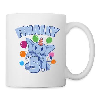 Éléphant mignon Je suis 5 Pachyderme Birthday Girl - Mug blanc - blanc - Droite