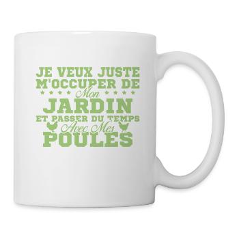 M'occuper de mon jardin Cadeau jardinier poules - Mug blanc - blanc - Droite