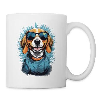 Cooler Beagle Papa Familienhund Hunde Liebe - Tasse - Weiß - Rechts