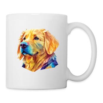 Polygon Golden Retriever - Kunstvolles Hundedesign - Tasse - Weiß - Rechts