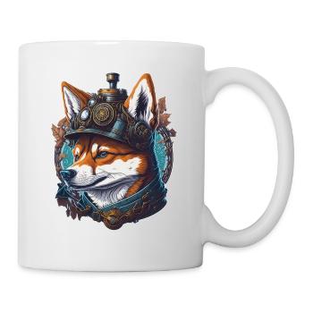 Retro Sci-Fi Shiba Steampunk Vintage Hund - Tasse - Weiß - Rechts