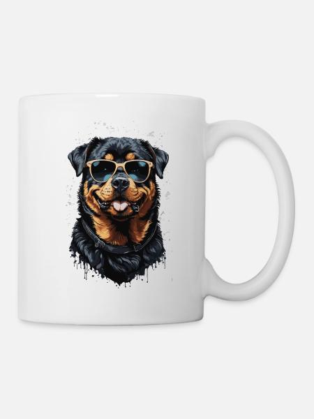 Stilvolles Rottweiler Hundepapa Design - Tasse - Weiß