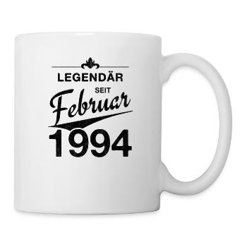 30. Geburtstag Legendär Februar 1994 Jahrgang 94 - Tasse - Weiß - Rechts