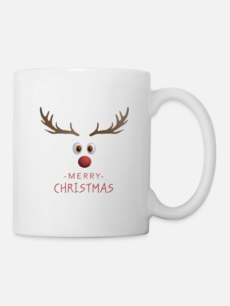 Merry Christmas mit Rudolf den Rentier - Tasse - Weiß