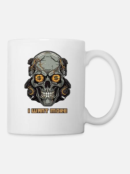 Geldgieriger Cyborg Schädel - Tasse - Weiß