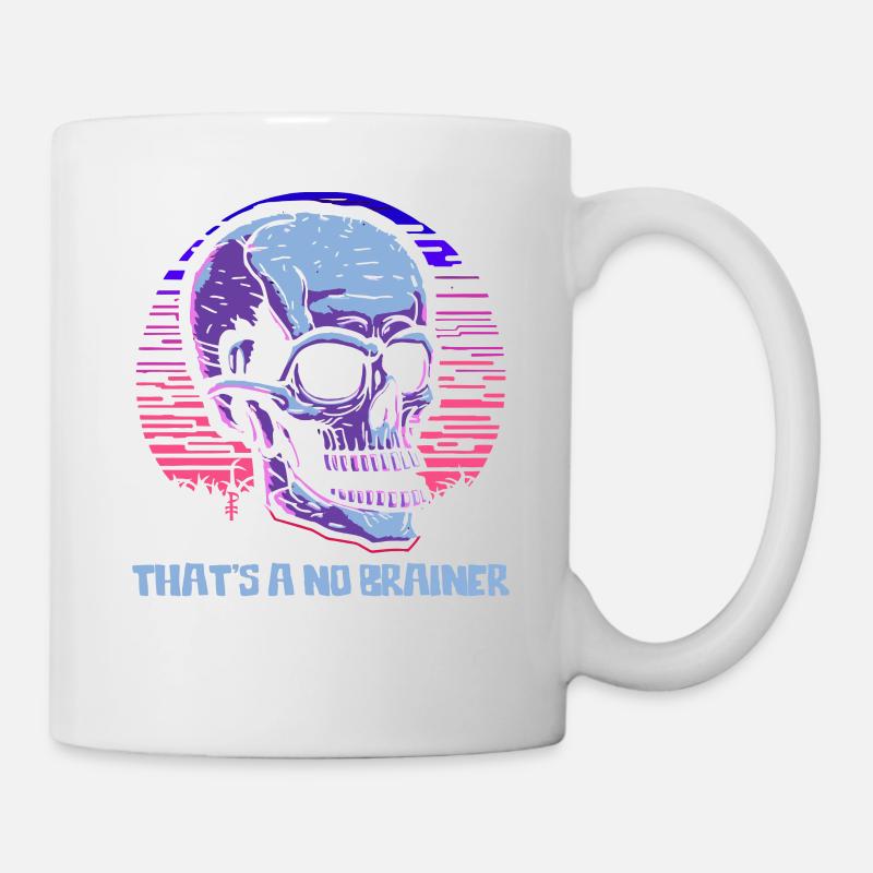 keine Denkarbeit nötig, Bunter, lustiger Schädel - Tasse - Weiß