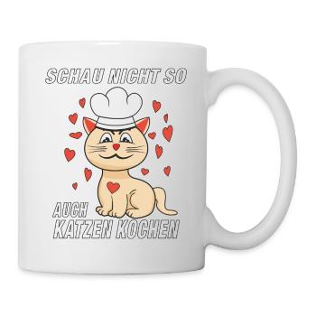KATZE KOCH AUCH KATZEN KOCHEN - Tasse - Weiß - Rechts