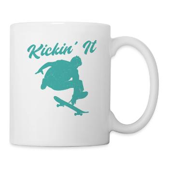 Kickin' it Old School Skateboarding Skater Skatebo - Mug - white - Right