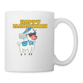 Happy Llamakkah Hanukkah Jewish Chrismukkah Llama - Mug - white - Right