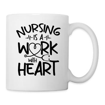 Les soins infirmiers sont un travail avec le cœur - Infirmière hospitalière - Mug blanc - blanc - Droite