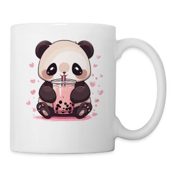 Kawaii Panda trinkt Boba Bubble Tea Chibi - Tasse - Weiß - Rechts