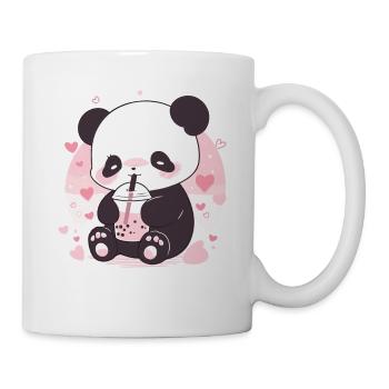 Kawaii Panda trinkt Boba Bubble Tea Chibi - Tasse - Weiß - Rechts