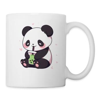Kawaii Panda trinkt Boba Bubble Tea Chibi - Tasse - Weiß - Rechts