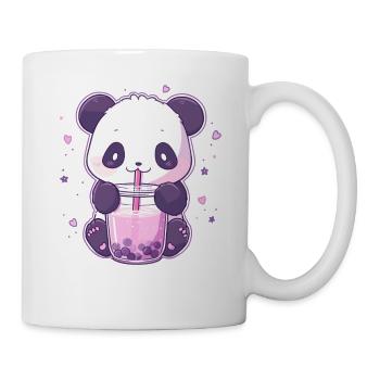 Kawaii Panda trinkt Boba Bubble Tea Chibi - Tasse - Weiß - Rechts