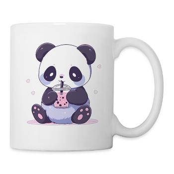 Kawaii Panda trinkt Boba Bubble Tea Chibi - Tasse - Weiß - Rechts