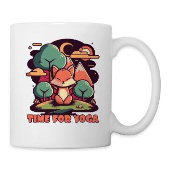 Time for yoga with a cute fox - Mug - white - Right