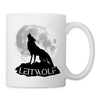 Wolf Vollmond Leitwolf für Ihn Geschenkidee - Tasse - Weiß - Rechts
