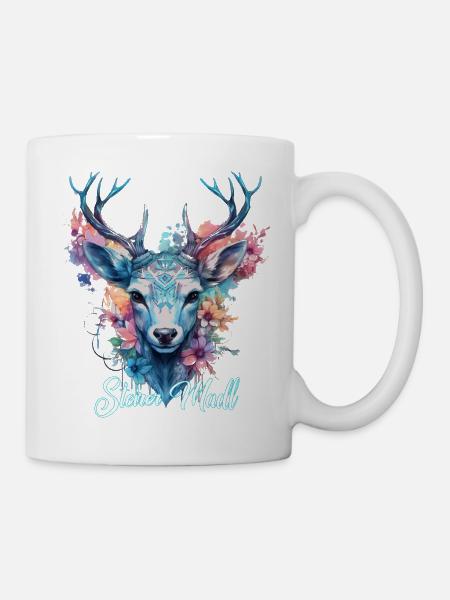 Steirer Madl mit Hirsch Steiermark Design - Tasse - Weiß