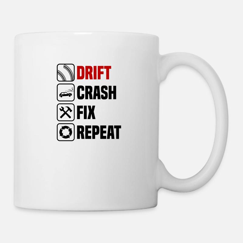 Déraper, s’écraser, réparer, répéter - Mug blanc - blanc