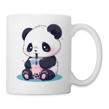 Kawaii Panda trinkt Boba Bubble Tea Chibi - Tasse - Weiß - Rechts