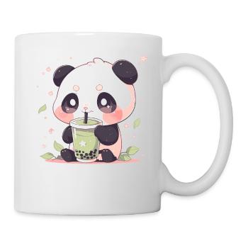 Kawaii Panda trinkt Boba Bubble Tea Chibi - Tasse - Weiß - Rechts