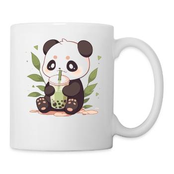 Kawaii Panda trinkt Boba Bubble Tea Chibi - Tasse - Weiß - Rechts