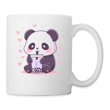 Kawaii Panda trinkt Boba Bubble Tea Chibi - Tasse - Weiß - Rechts