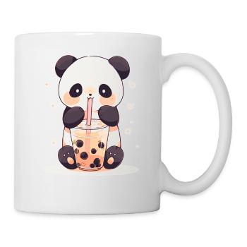 Kawaii Panda trinkt Boba Bubble Tea Chibi - Tasse - Weiß - Rechts