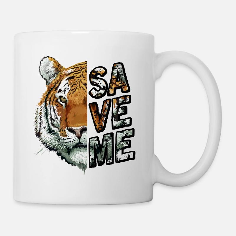 Tiger Save Me Wildkatze - Tasse - Weiß