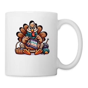Thanksgiving Grandma Turkey Knitting - Mug - white - Right