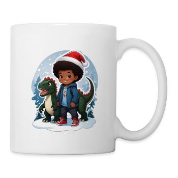 Dino Weihnachten Geschenkidee Kind und Kleinkind - Tasse - Weiß - Rechts