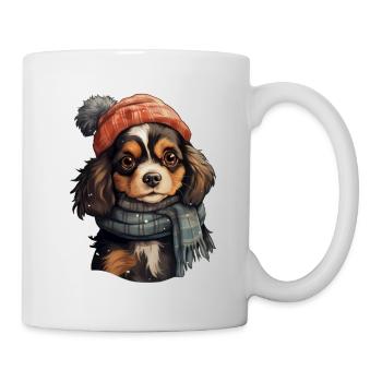 Animals in winter doggy with hat - Mug - white - Right
