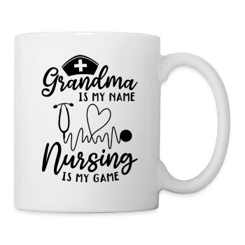 Grand-mère, c’est mon nom, les soins infirmiers, c’est mon jeu - Mug blanc - blanc - Droite