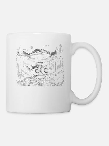 Retro Alien UFO Selfie - Tasse - Weiß