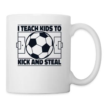 J’apprends aux enfants à donner des coups de pied et à voler le gardien de but Futbol - Mug blanc - blanc - Droite