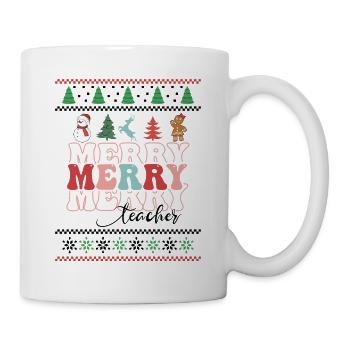 Merry Teacher Retro Groovy Christmas Xmas Women - Tasse - Weiß - Rechts
