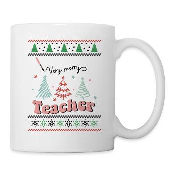 Very Merry Teacher Retro Groovy Christmas Xmas - Tasse - Weiß - Rechts