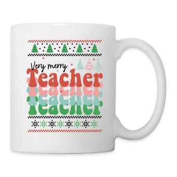 Very Merry Teacher Retro Groovy Christmas Xmas - Tasse - Weiß - Rechts